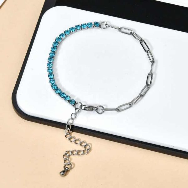 Dainty Zircon Bracelet Crystal Stone Round Cut Zircon Half Tennis Bracelet