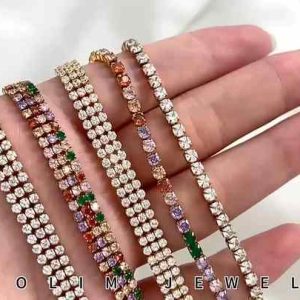 Trendy 18K Gold Plated Stainless Steel Zircon Tennis Chain Bracelet for Women