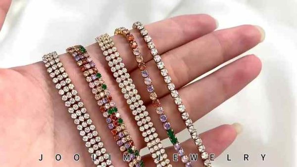 Trendy 18K Gold Plated Stainless Steel Zircon Tennis Chain Bracelet for Women