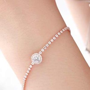 Adjustable Anti-Tarnish Gold Plated 316L Stainless Steel Cubic Zirconia Tennis Bracelet for Women - Trendy Radiant Cut Design