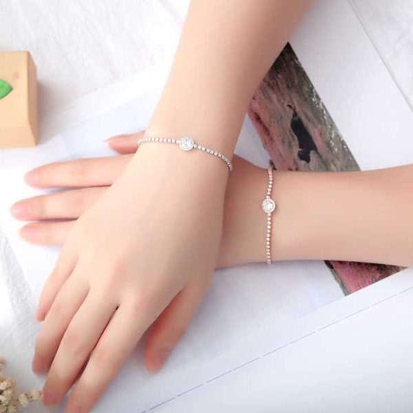 Anti Tarnish Gold Plated Stainless Steel Jewelry Fashion Adjustable Lab Grown Diamond Cubic Zirconia Tennis Bracelet for Women