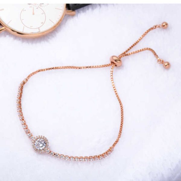 Anti Tarnish Gold Plated Stainless Steel Jewelry Fashion Adjustable Lab Grown Diamond Cubic Zirconia Tennis Bracelet for Women