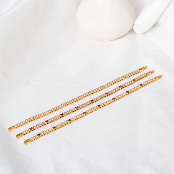 Luxury Tennis Designer Crystal Jewelry Inlaid Ocean Blue White Zircon Titanium Steel Plated 18k Gold Tennis Bracelet