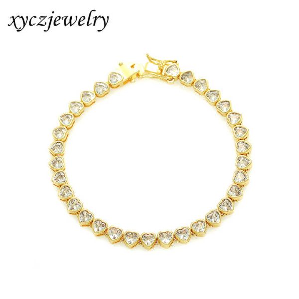 2022 Ice Out Fashion Jewelry Tennis Bracelet Wholesale Heart Diamond Zircon Bracelets
