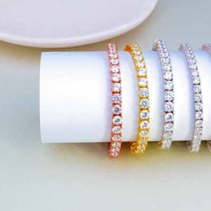 925 Sterling Silver Tennis Bracelet with Crystal Rhinestones and Cubic Zirconia for Wedding Engagement Anniversary Jewelry Gift