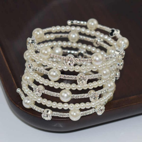 2024 Trendy Fashion Jewelry Elegant Pearl Zircon Sparkling Bridal Wedding Tennis Bracelet for Women