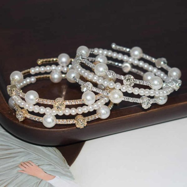 2024 Trendy Fashion Jewelry Elegant Pearl Zircon Sparkling Bridal Wedding Tennis Bracelet for Women
