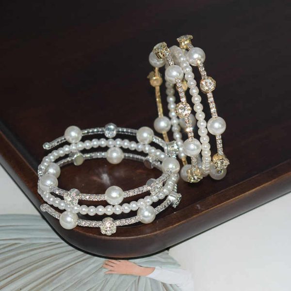 2024 Trendy Fashion Jewelry Elegant Pearl Zircon Sparkling Bridal Wedding Tennis Bracelet for Women