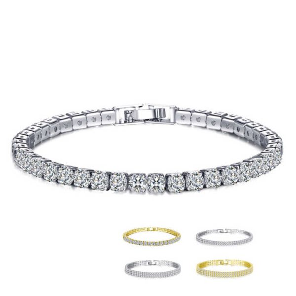 Simple Hip Hop Tennis Bracelet, Women's Shiny Zircon Bracelet, European and American Hip Hop Jewelry Gifts