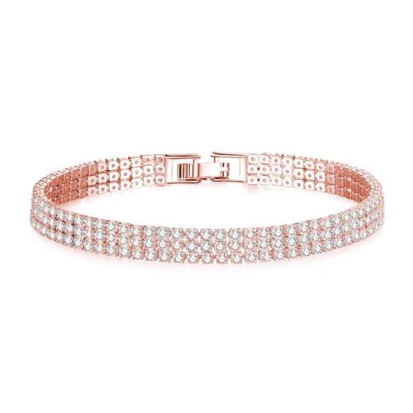 Simple Hip Hop Tennis Bracelet, Women's Shiny Zircon Bracelet, European and American Hip Hop Jewelry Gifts