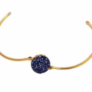 Luxury Emerald Tennis Bracelet with Sparkling Blue Diamonds in Gold Plated