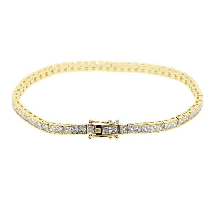 Promotion Gold Plated 20cm 21cm Iced Out Bling Hip Hop Rectangle Cz Tennis Bracelet for Men