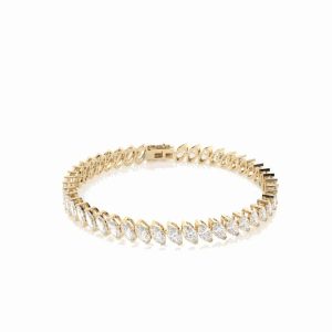 Marquise Cut Tennis Lab Grown Diamond Bracelet for Women Fashion Jewelry 18k Rose Gold Plated Jewelry