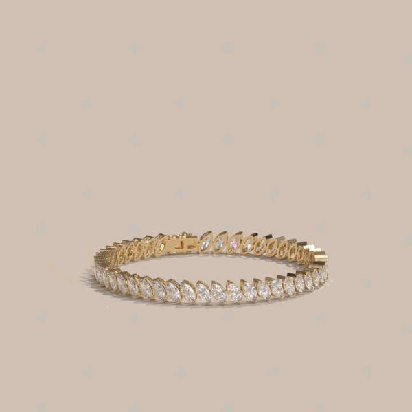 Marquise Cut Tennis Lab Grown Diamond Bracelet for Women Fashion Jewelry 18k Rose Gold Plated Jewelry