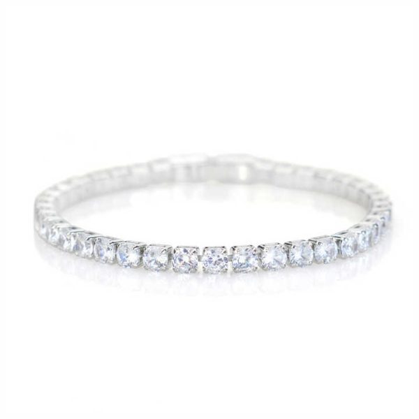 Wholesale Fashion Hip Hop Raper 925 Sterling Silver High-End 4mm Iced Out Diamond Tennis Bracelet for Woman