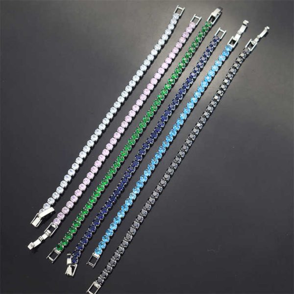 Wholesale Fashion Hip Hop Raper 925 Sterling Silver High-End 4mm Iced Out Diamond Tennis Bracelet for Woman