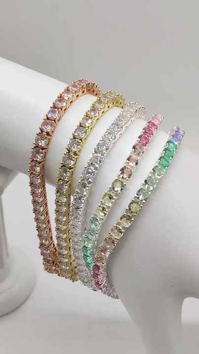 14K Gold Plated Brass Cubic Zirconia Tennis Bracelet with Birthstone Charms | Trendy Unisex Jewelry