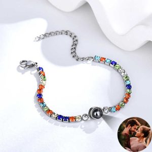Custom Photo Projection Bracelet Stainless Steel Zircon Tennis Jewelry for Everyday Wear