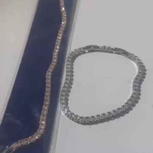 Trendy Brass Tennis Bracelet with Zircon Stones and CZ Crystals, Adjustable 18cm and 20.5cm Bling Design for Women and Men