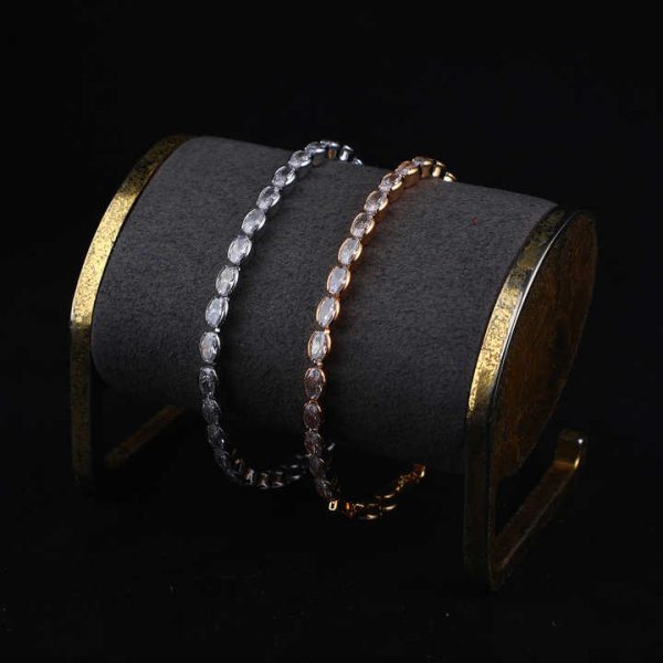 Fashion Jewelry Zirconia CZ Crystal Bracelets Trend 2023 Full Elliptical Zircon Bling Tennis Bracelet Women