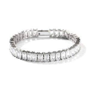 Men's Hiphop Diamond Tennis Bracelet - 6mm Copper with Silver, Gold, Rose Gold Plating, Circling Setting Design