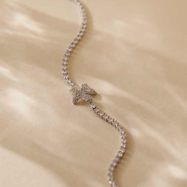 Fashion Brass 18K Gold Plated Butterfly Tennis Bracelet Elegant Jewelry for Women Bracelet