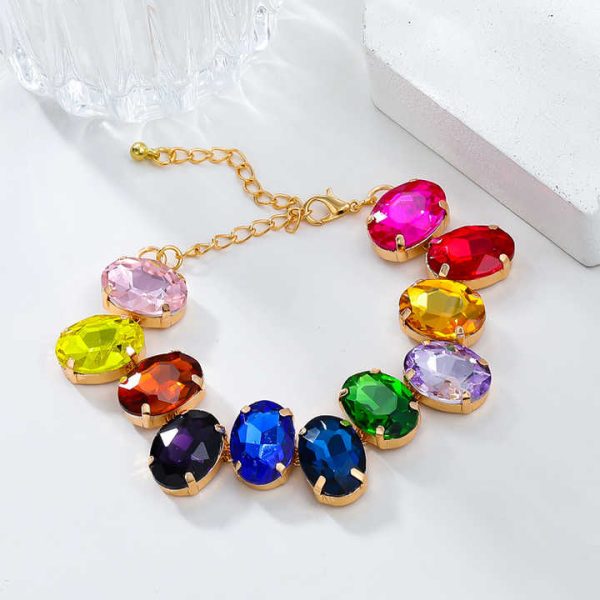 2024 New Super Flash Multi-color Glass Water Diamond Bracelet Luxury Color Tennis Bracelet Wholesale Ladies Jewelry
