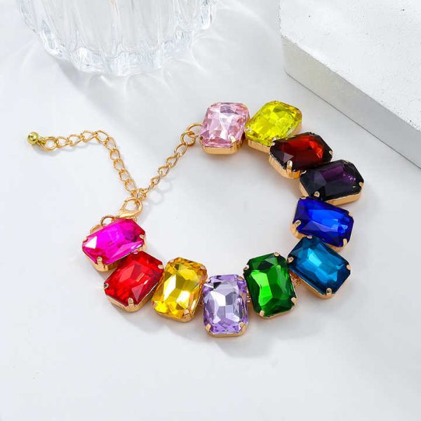 2024 New Super Flash Multi-color Glass Water Diamond Bracelet Luxury Color Tennis Bracelet Wholesale Ladies Jewelry
