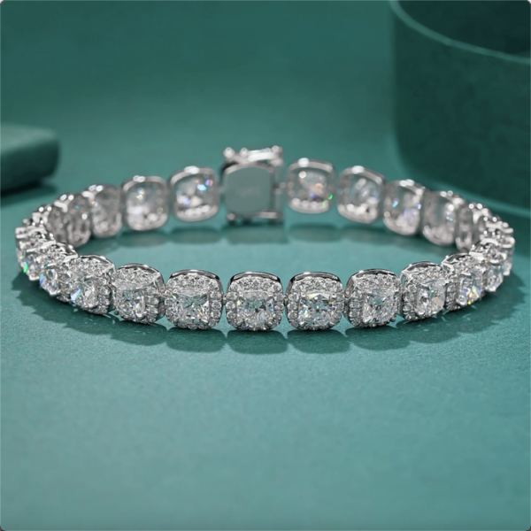18K 14K 9K Gold 0.1 CT Cushion Cutting Custom Style Fashion Lab Grown Diamond Tennis Bracelet
