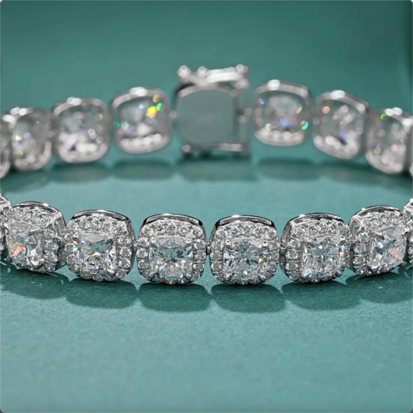 18K 14K 9K Gold 0.1 CT Cushion Cutting Custom Style Fashion Lab Grown Diamond Tennis Bracelet