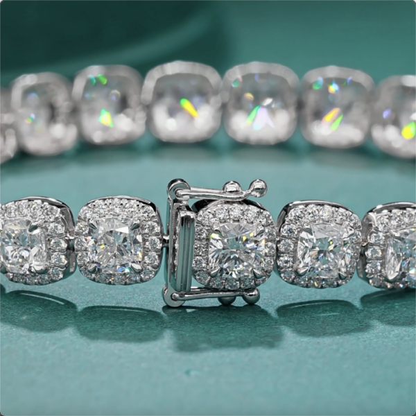 18K 14K 9K Gold 0.1 CT Cushion Cutting Custom Style Fashion Lab Grown Diamond Tennis Bracelet