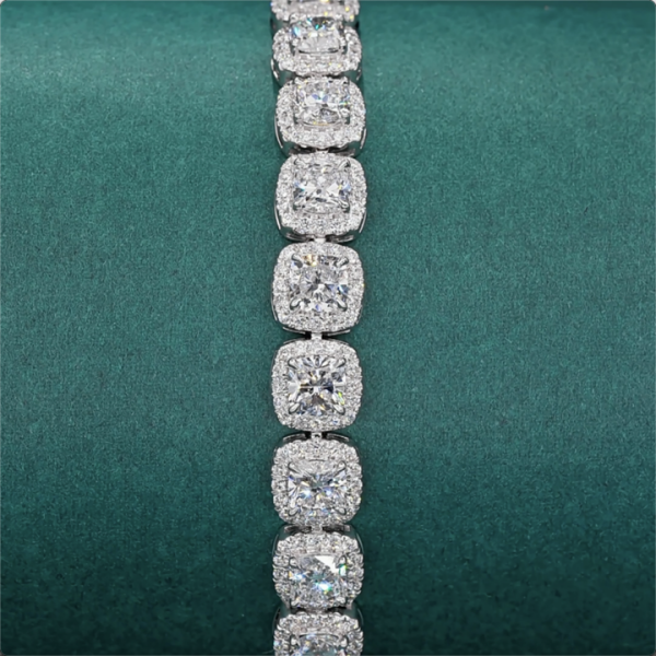 18K 14K 9K Gold 0.1 CT Cushion Cutting Custom Style Fashion Lab Grown Diamond Tennis Bracelet
