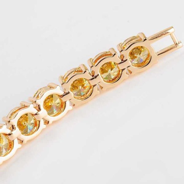 Wholesale Summer New 18K Champagne Gold Plated Light Olive Green 7MM Round Cubic Zircon Big Tennis Bracelets Bangles