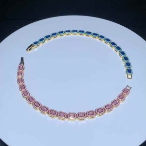 Trendy Colorful Enamel Rectangle Tennis Bracelet with 5A Cubic Zirconia, Gold Plated Brass Fashion Jewelry for Anniversary & Party