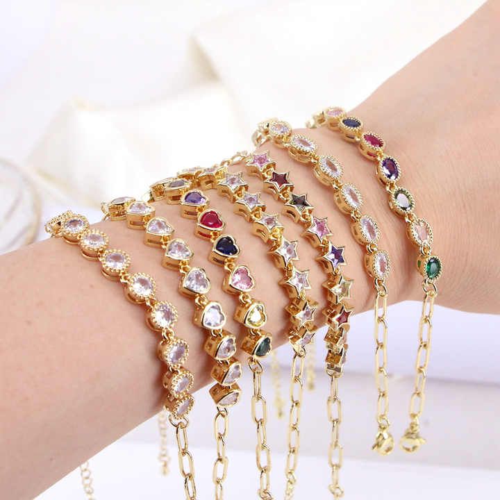New Hot Selling Zircon Bracelets Women Fashion Decoration Tennis Bracelets 18k Gold Plated