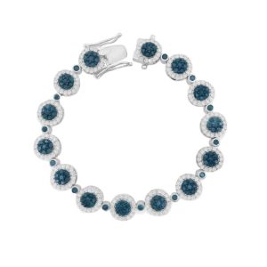 Women's Elegant 5.52 Ct Natural Blue Diamond Tennis Bracelet 925 Sterling Silver 6.5 Inches