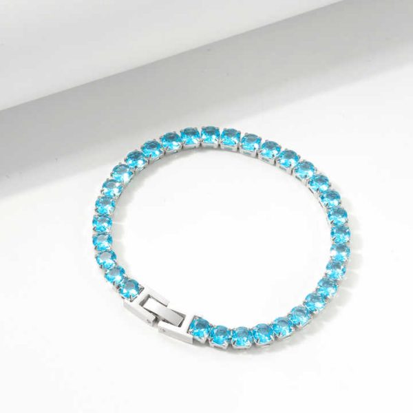 Adjustable Length 18K IP Gold Plated Silver Tennis Chain Bracelet Fashionable Zircon Stainless Steel Jewelry