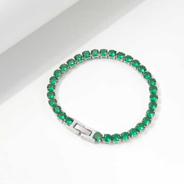 Adjustable Length 18K IP Gold Plated Silver Tennis Chain Bracelet Fashionable Zircon Stainless Steel Jewelry