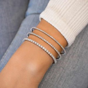 Classic Gold Women's Moissanite Tennis Bracelet Round Cut Diamond Wedding Jewelry 1.5-1.75CTW