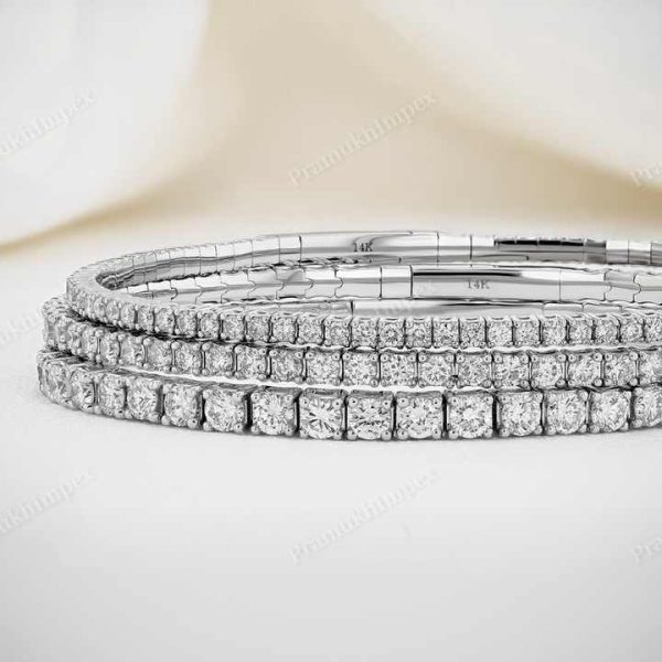 Unique Bangles Round Cut Women Moissanite Wedding Bracelet Sterling Silver Diamond Bracelet Minimalist Diamond Tennis Bracelets