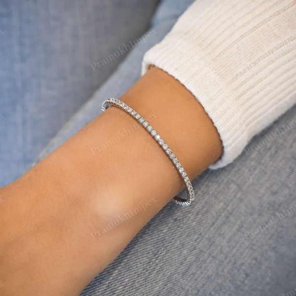 Unique Bangles Round Cut Women Moissanite Wedding Bracelet Sterling Silver Diamond Bracelet Minimalist Diamond Tennis Bracelets