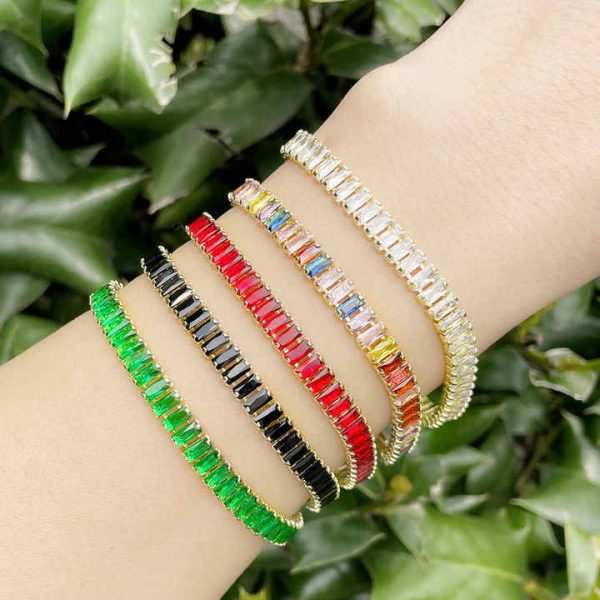 7.5'' Tennis Bracelet Ladies Jewelry Gold Plated Copper Bracelet Colorful CZ Zirconia Diamond Tennis Bracelet for Women Girl
