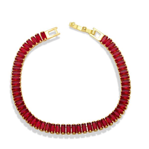 7.5'' Tennis Bracelet Ladies Jewelry Gold Plated Copper Bracelet Colorful CZ Zirconia Diamond Tennis Bracelet for Women Girl