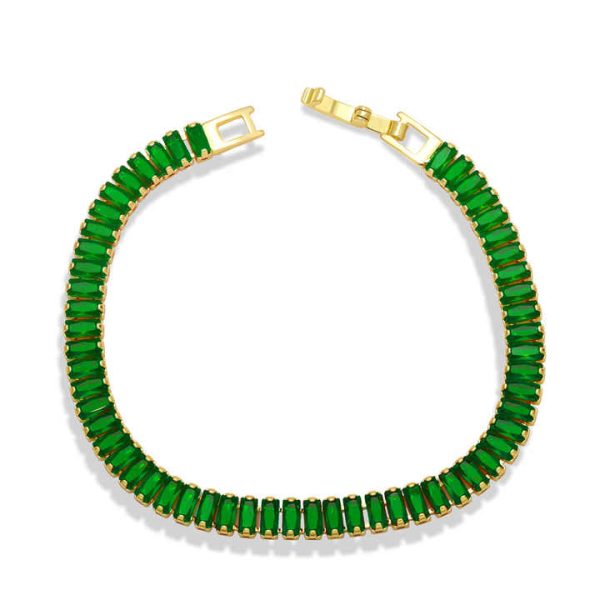 7.5'' Tennis Bracelet Ladies Jewelry Gold Plated Copper Bracelet Colorful CZ Zirconia Diamond Tennis Bracelet for Women Girl