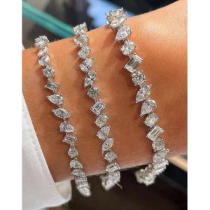 Trendy Heart-Cut Zircon Tennis Bracelet for Women - Customizable Brass Jewelry for Daily Wear
