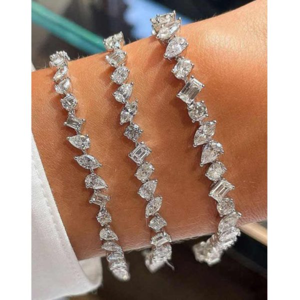 Luxury Bracelet Diamond Zircon Crystal Marquise Oval Teardrop Princess Cut Women Tennis Bracelet