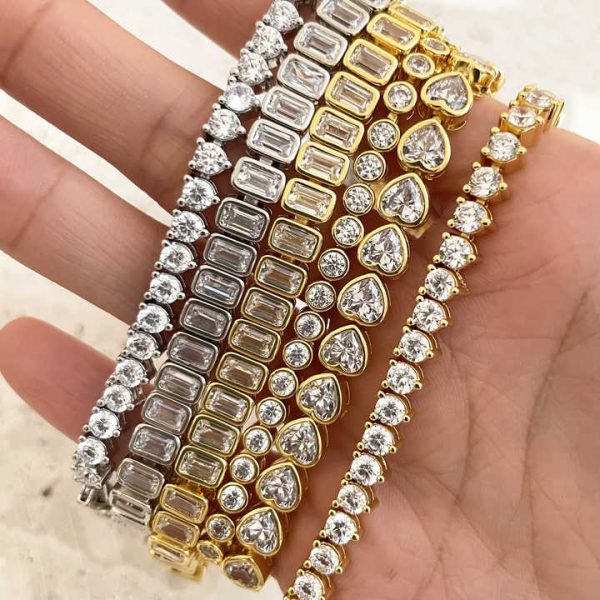 Foxi Fashion Jewelry 18k Gold Plated Heart Shape Cubic Zirconia Tennis Bracelet for 2024