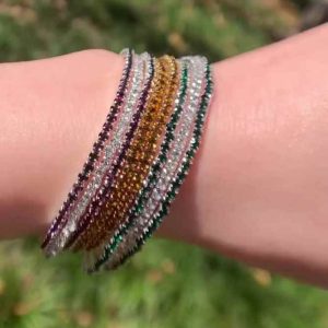 Bohemian Style Colorful Alloy Elastic Tennis Bracelet for Women, Customizable Jewelry Gift