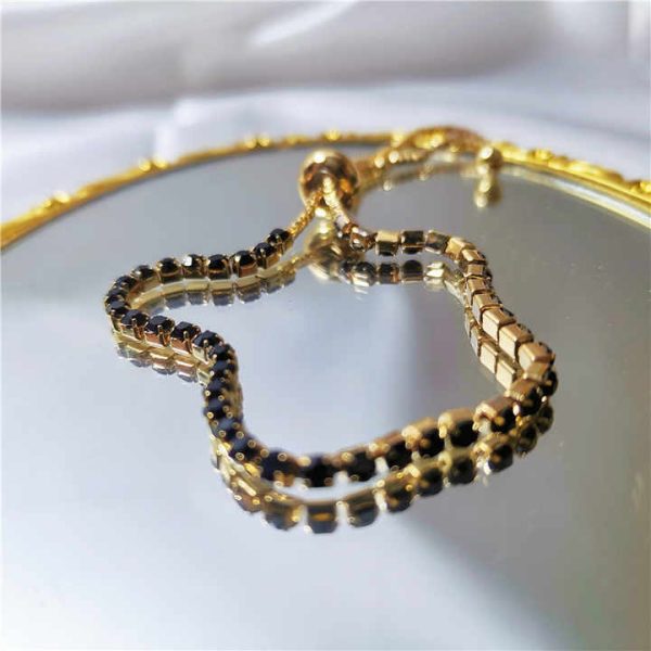 Box Chain Thin Colorful Tennis Bracelet Jewelry Women Adjustable Slide Cubic Zircon Crystal Bracelets Shiny Rhinestone Bracelets