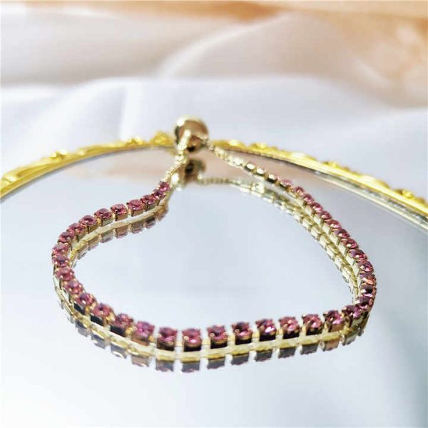 Box Chain Thin Colorful Tennis Bracelet Jewelry Women Adjustable Slide Cubic Zircon Crystal Bracelets Shiny Rhinestone Bracelets
